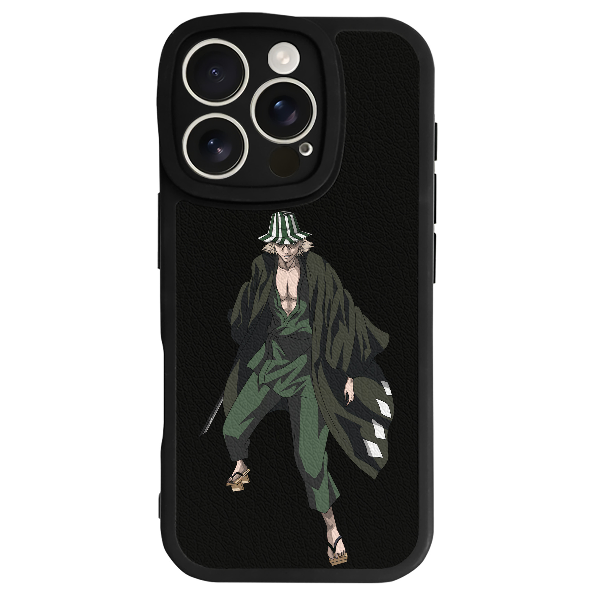 （画像用） "ブリーチ 浦原 喜助（うらはら きすけ） BLEACH Urahara Kisuke " 【iPhone 16シリーズ対応】シリコンスマホケース（レザー調） 材質：シリコン
